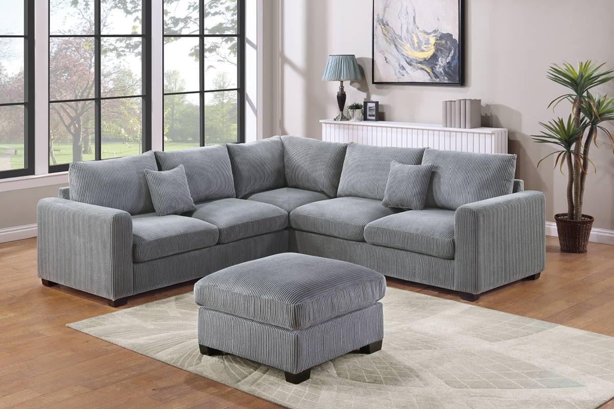 Canapé sectionnel et ottoman Avenue F8890 - Gris