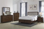 Ensemble de chambre à coucher 3 pièces Welsley en noyer avec lit Queen Size 