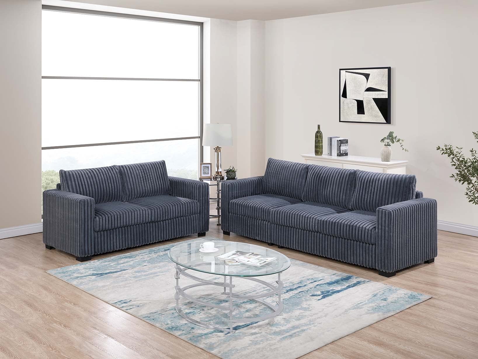 SOLDES ! Ensemble canapé et causeuse 2 pièces F8461 - Gris 