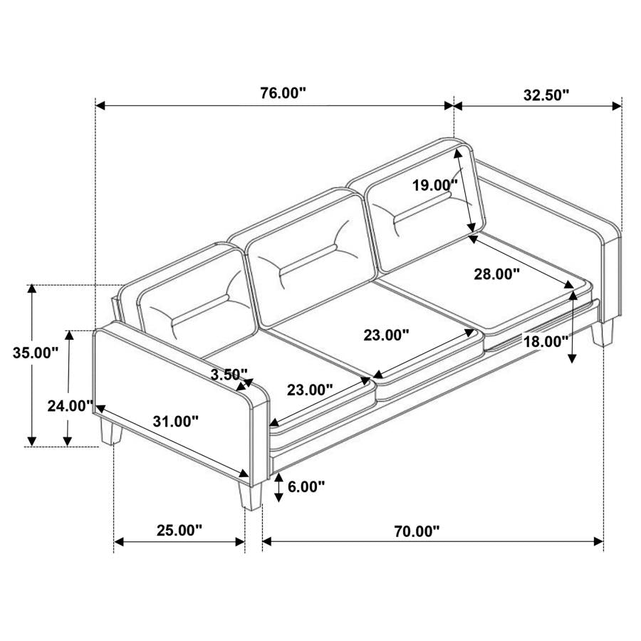 Ensemble de canapé Jonah 2 pièces avec accoudoirs droits, ivoire, 509651-S2 