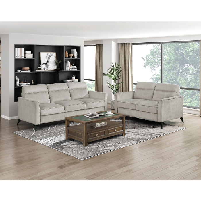 9733TAN*2 Ensemble canapé et causeuse Tellot 2 pièces en beige