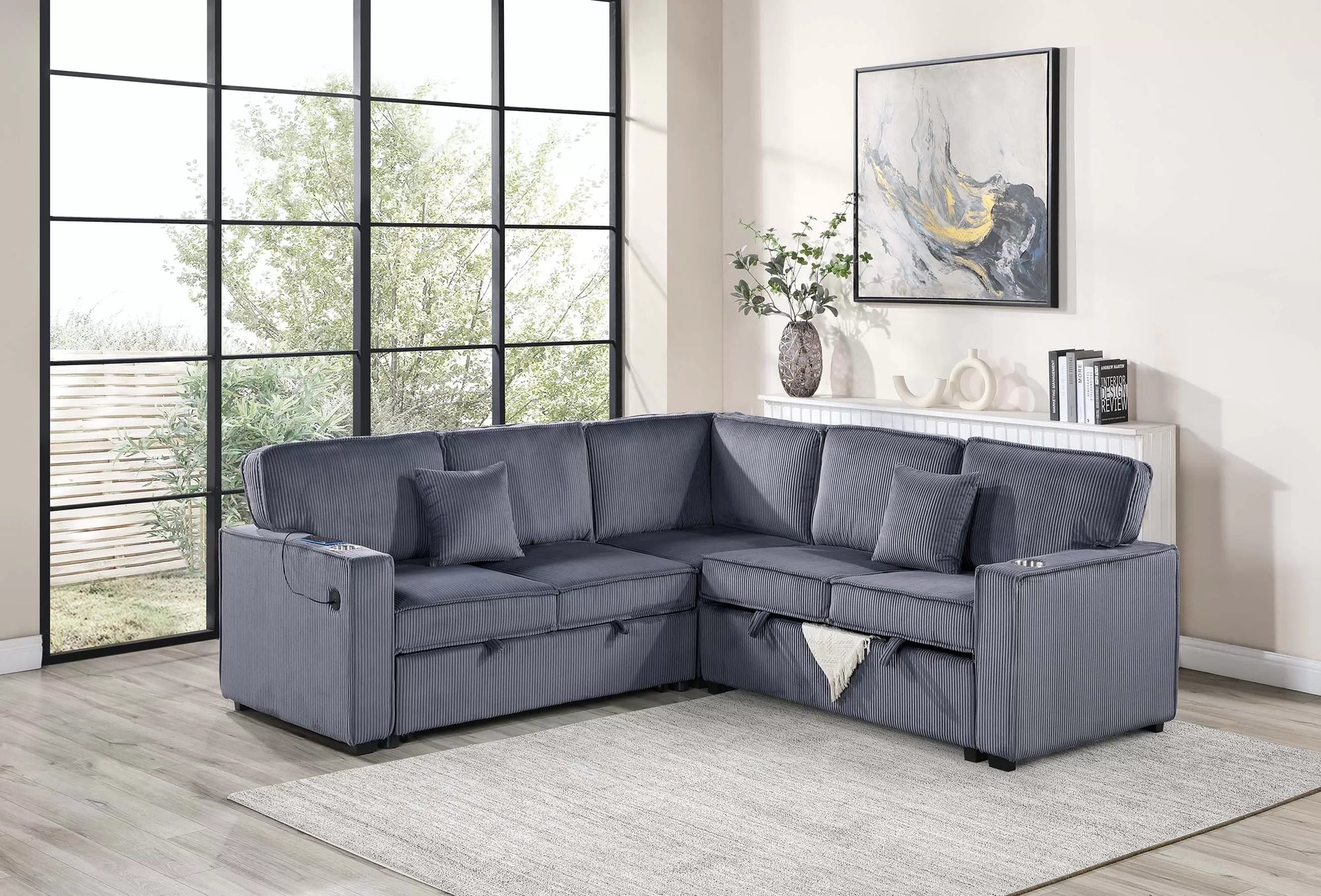 F8555 Lit convertible sectionnel et USB