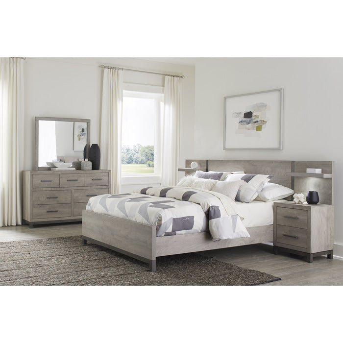 Lit Queen Zephyr avec 2 tables de nuit avec LED et 2 panneaux
