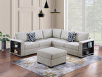 Canapé sectionnel 4 pièces F9496 avec étagère intégrée et pouf cocktail 