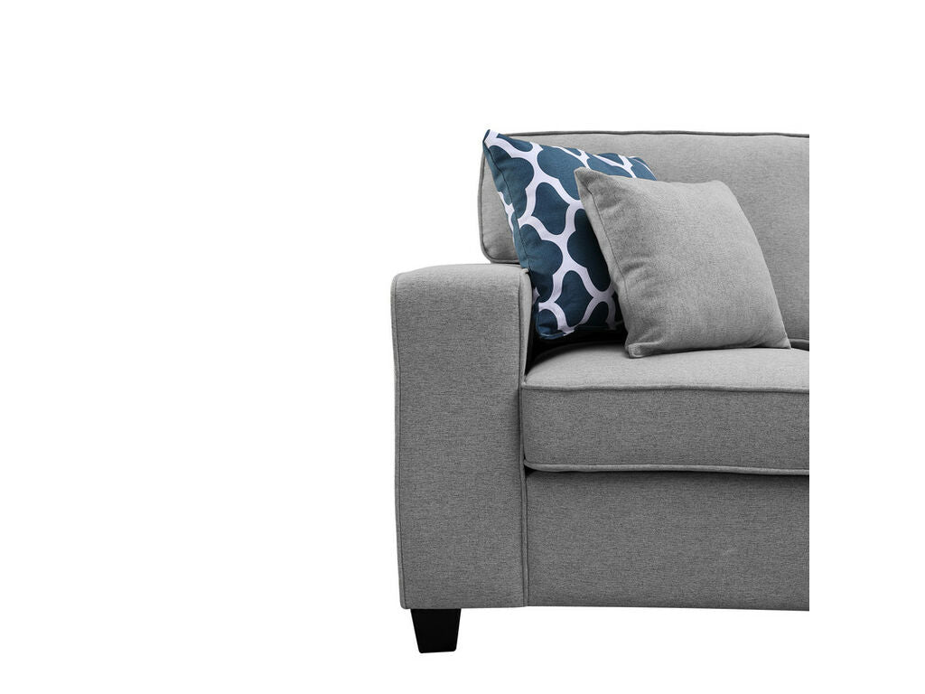 1352-Casanova Canapé sectionnel modulaire en L 7 pièces en lin 124W avec pouf