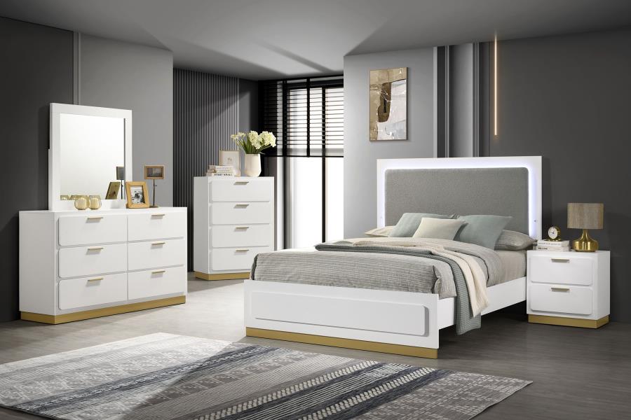 224771Q Ensemble de chambre à coucher Queen moderne Caraway avec LED tactile 