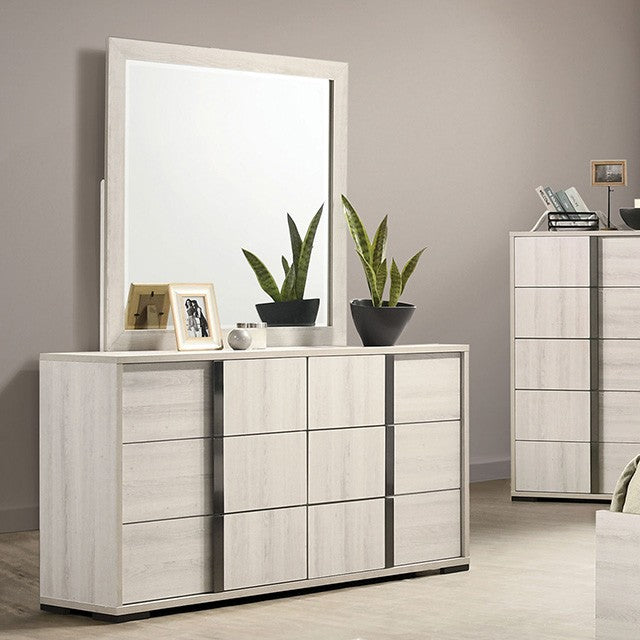 Ensemble de chambre à coucher Horten FM7200WH 4 pièces avec lit Queen et tête de lit à DEL