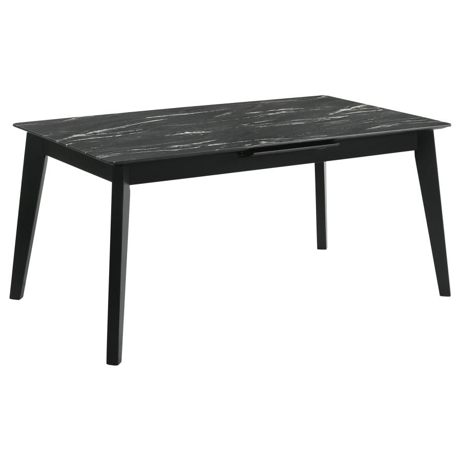 Ensemble de table à manger à rallonges Crestmont 5 pièces, noir 