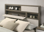 224981Q-S4 Ensemble de chambre à coucher Fenwick 4 pièces avec lit queen size et plateforme, chêne gris 