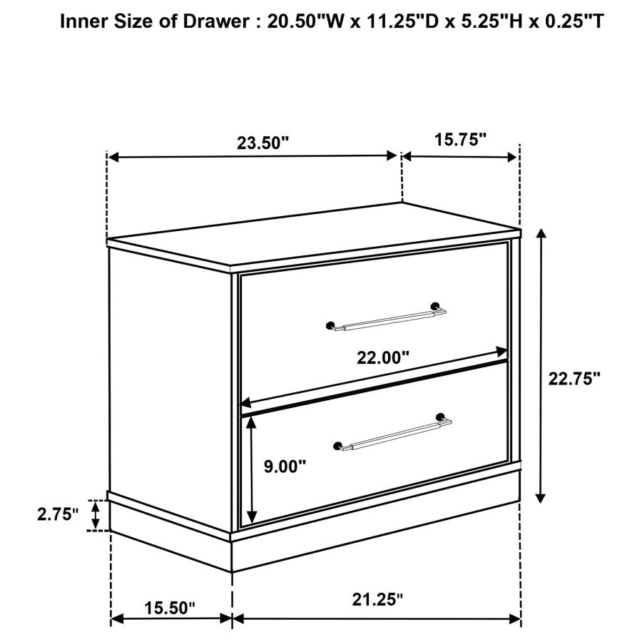 224981Q-S4 Ensemble de chambre à coucher Fenwick 4 pièces avec lit queen size et plateforme, chêne gris 