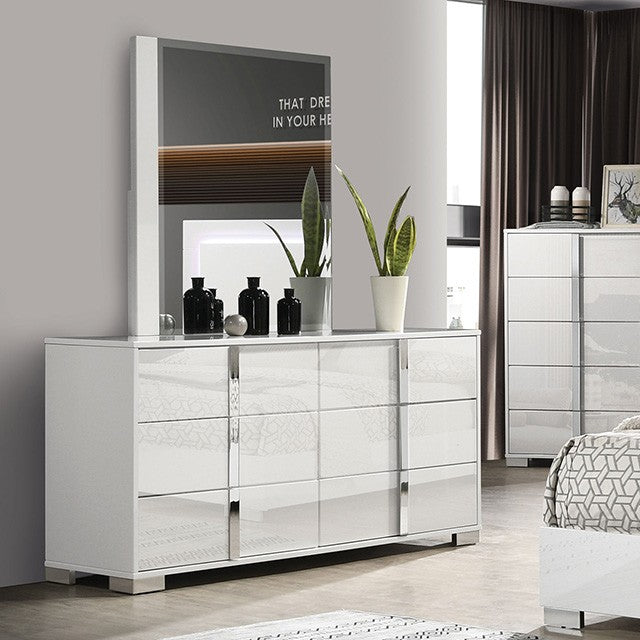 Ensemble de chambre à coucher à DEL blanc Queen Sinistra FM7211WH-3PC