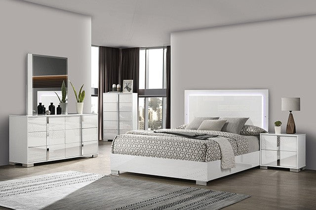 Ensemble de chambre à coucher à DEL blanc Queen Sinistra FM7211WH-3PC