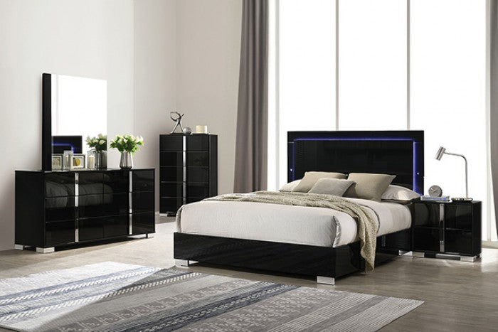 Ensemble de chambre à coucher Queen à DEL FM7211-BK-3PC