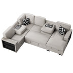 Canapé-lit sectionnel 4 pièces F8562 avec table rabattable et méridienne de rangement 