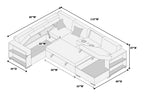 Canapé-lit sectionnel 4 pièces F8562 avec table rabattable et méridienne de rangement 