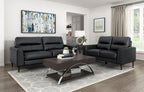 8566BLK-2PC Ensemble de 2 canapés Lewes en cuir noir de style Mid-Century Modern