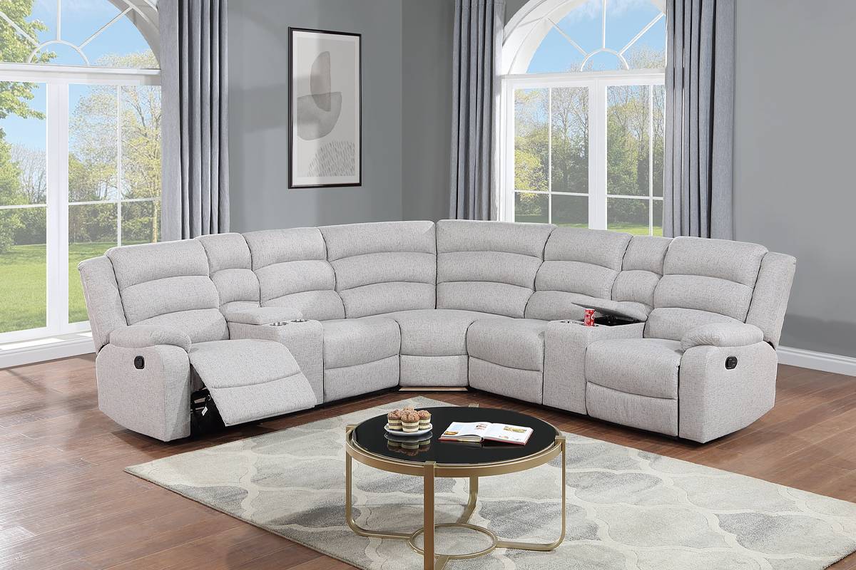 Canapé sectionnel inclinable 3 pièces F8110 avec console 