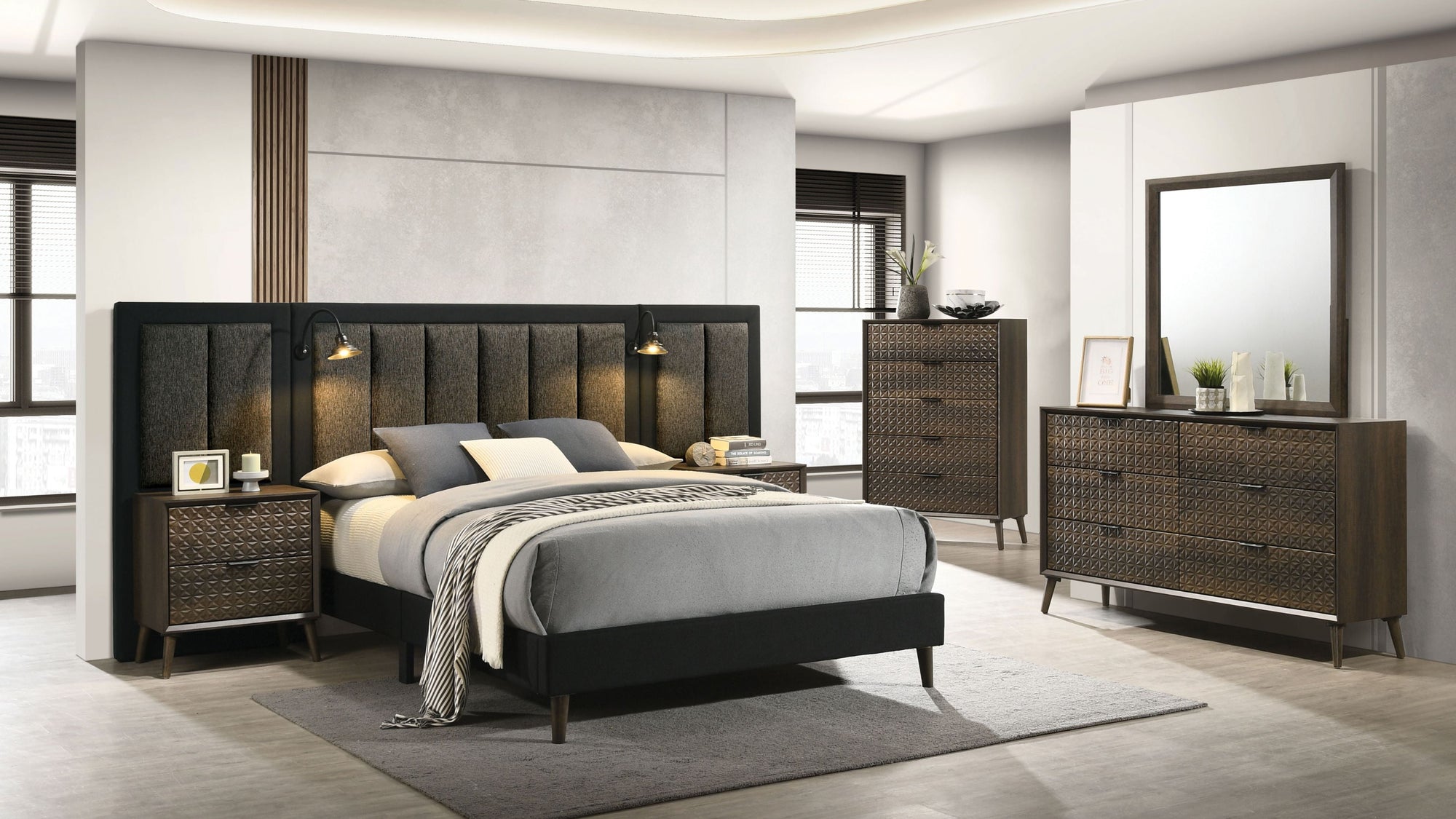 Ensemble de chambre à coucher Chalfont FM7272DB-Q-WP-6PC 