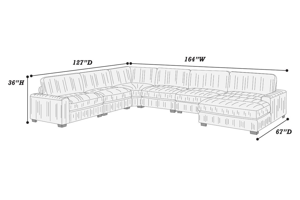158 Modus Sectionnel 6 pièces en velours côtelé beige 