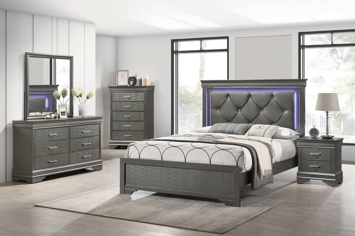 Lit contemporain Reed F9640 - Gris