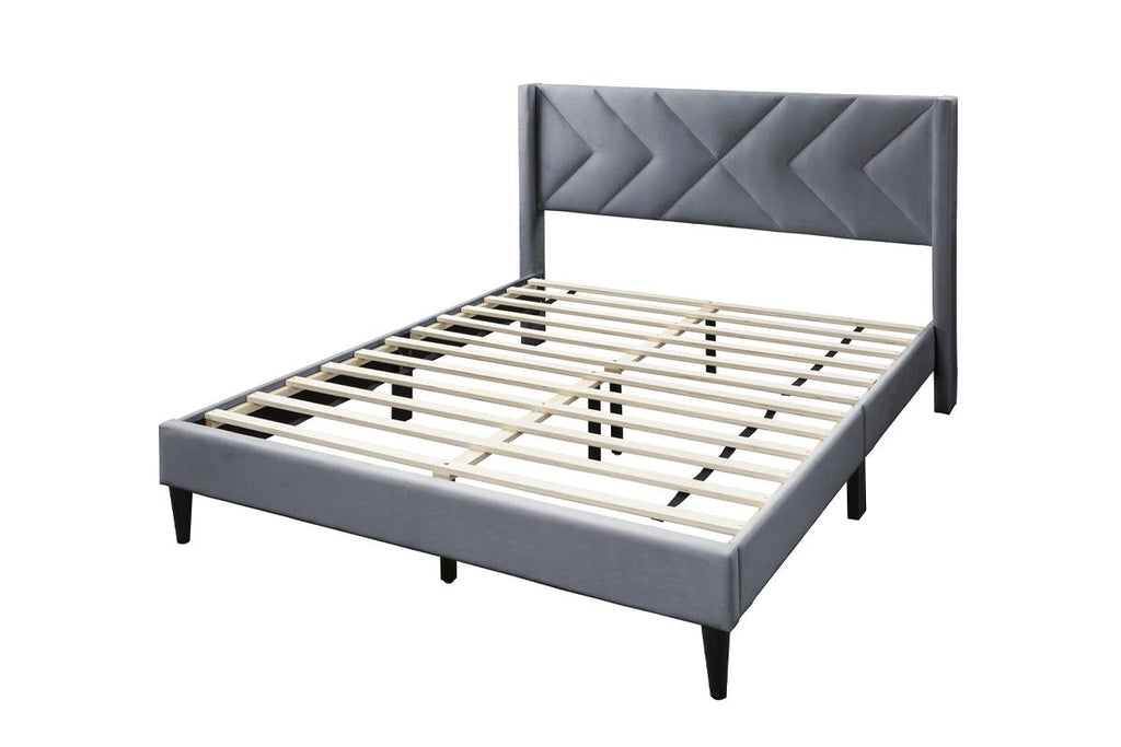 Lit plateforme Queen Alred - Gris