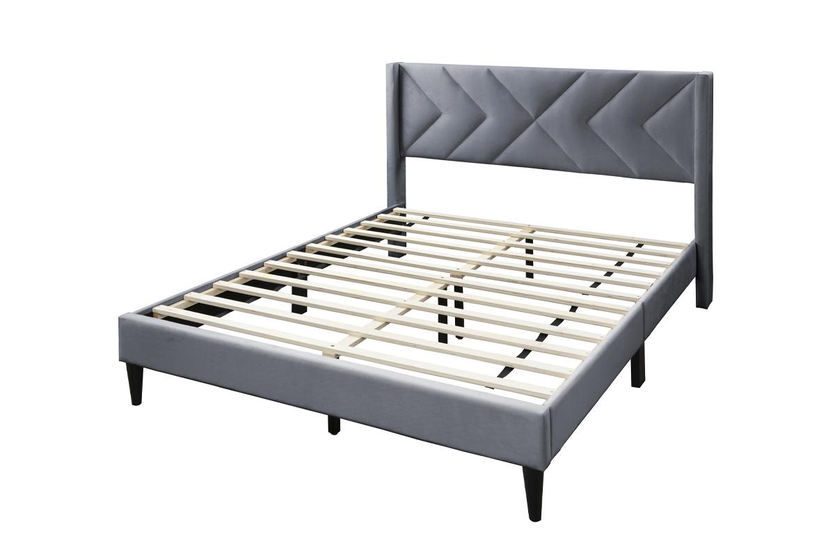 Lit plateforme Queen Alred - Gris