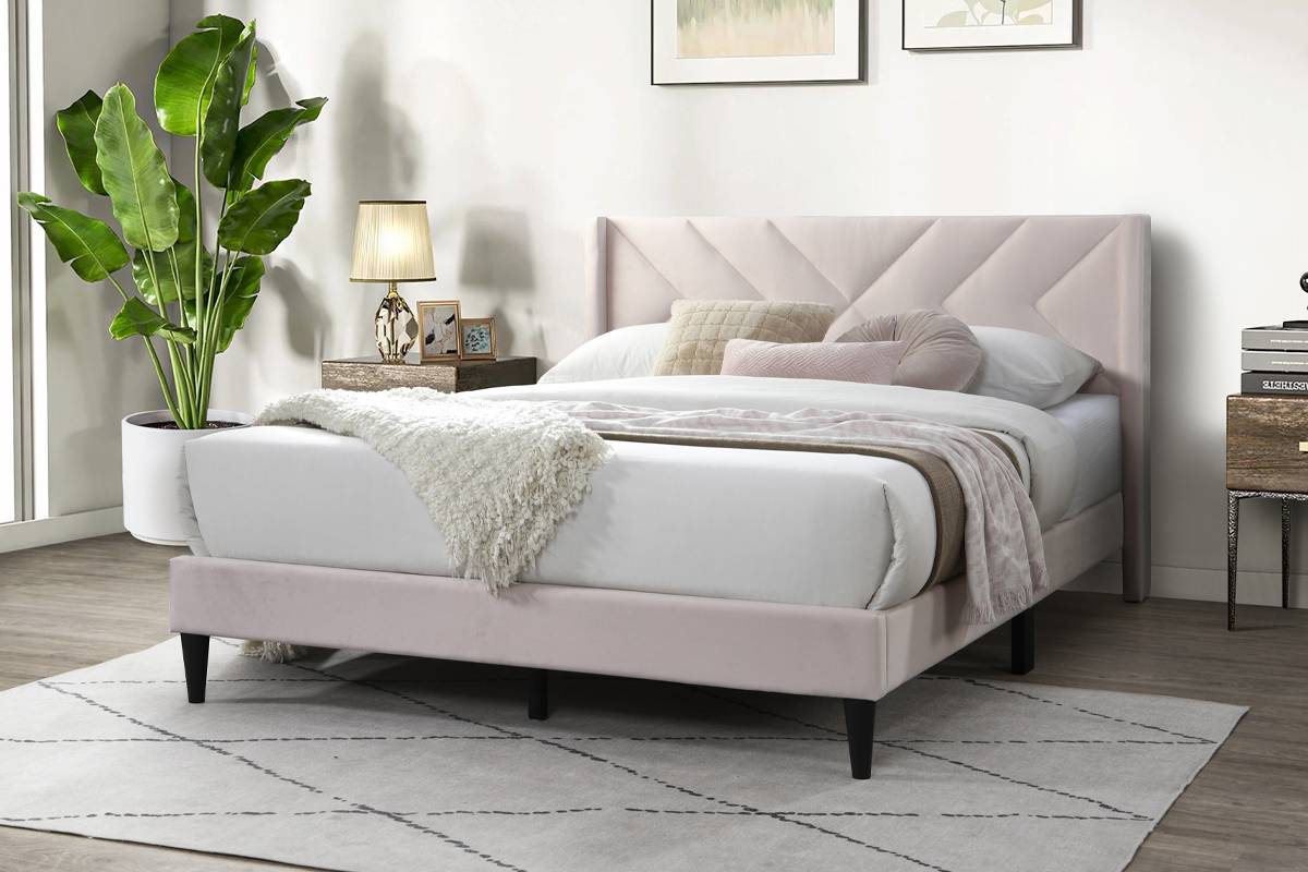 Lit plateforme Queen Alred - Blush