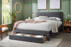 Lit plateforme Queen Alred avec tiroir - Gris