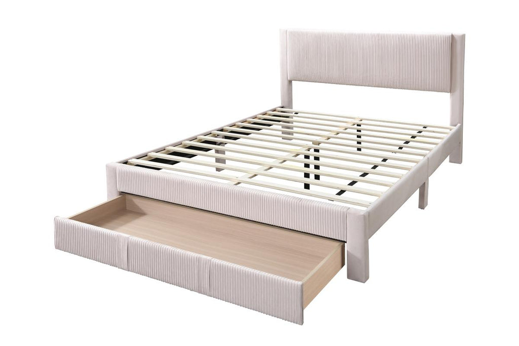 Lit plateforme Queen Alred avec tiroir - Blush
