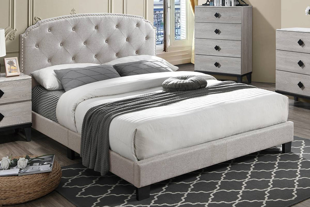 Cadre de lit plateforme rembourré Kent - Beige 